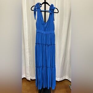 Fanco Vibrant Blue Tiered Maxi Dress | size large